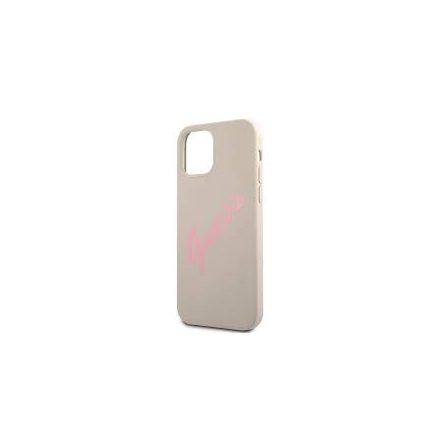 Guess Silicone Vintage Pink Script Apple iPhone 12 Pro Max hátlap tok, szürke (GUHCP12LLSVSGP)