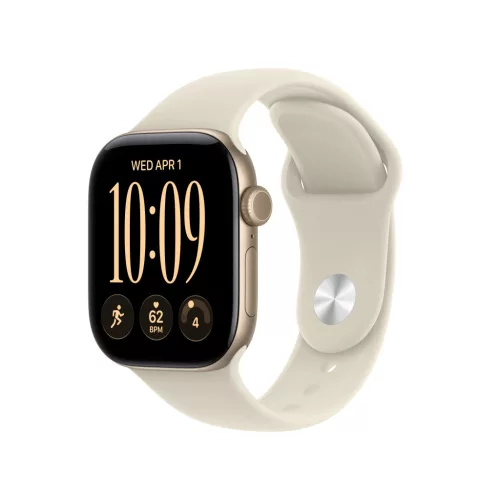 Apple Watch Series 12 GPS 42mm Világos arany alumíniumtok, homokszín sportszíjjal - S/M (MJED4MP/A)