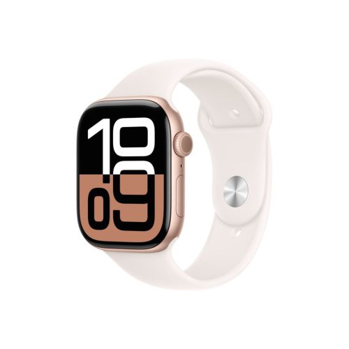 Apple Watch Series 10 GPS 46 mm Rozéarany alumíniumtok, lágy rózsaszín sportszíj - S/M (MWWT3QH/A)
