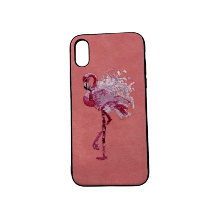 PM - Apple iPhone X/XS Hímzett tok - Pink Flamingó