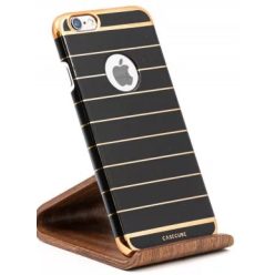   Casecube - iPhone 6/6S Red&Black csíkos plexi tok - fekete/arany