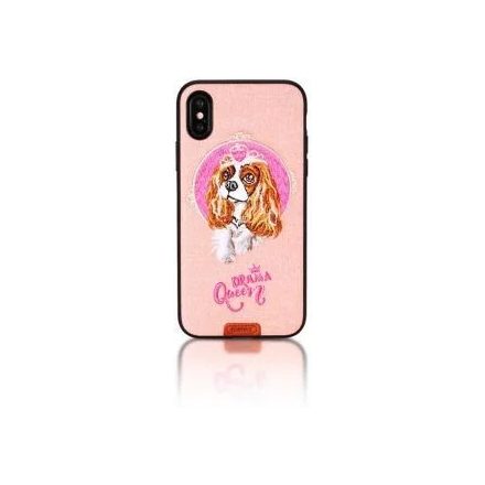 Remax - Drama Queen iPhone 7/8 Plus Petit Series Kutyás Hímzett Tok RM-1647 - rózsaszín