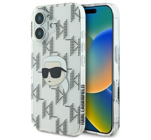 Karl Lagerfeld IML Karl Head Electroplated iPhone 16 kemény hátlap tok, átlátszó KLHCP16SHKLPKHT