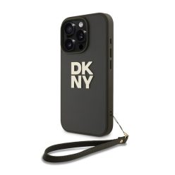   DKNY PU Leather Stack Logo iPhone 16 Pro tok csuklópánttal, zöld
