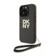 DKNY PU Leather Stack Logo iPhone 16 Pro tok csuklópánttal, zöld