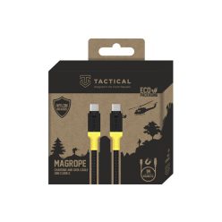   Tactical MagRope USB-C-USB-C adatkábel szövet bevonattal, 1m, fekete/sárga