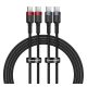 Baseus Cafule USB-C USB-C töltőkábel, 100W,2m, fekete-piros/fekete-szürke
