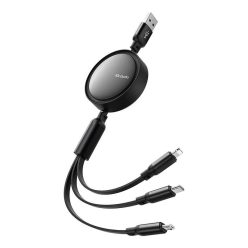   Mcdodo 3in1 töltő- és adatkábel USB / USB-C / Lightning / MicroUSB 3,5A, max- 1,2m, fekete