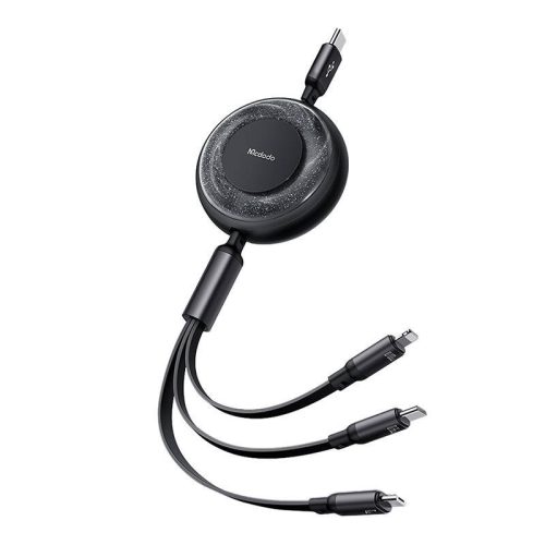 Mcdodo CA-5220 3in1 töltő- és adatkábel USB / USB-C / Lightning / MicroUSB 5A, 1,2m, fekete