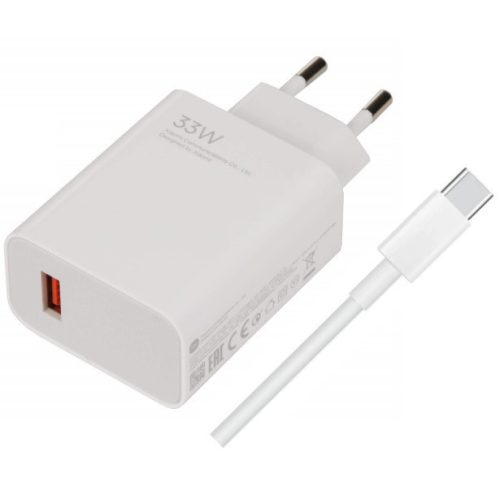 Xiaomi MDY-11-EZ USB-A hálózati töltő adapter, 33W, fehér USB-C kábellel (eco csomagolásban)