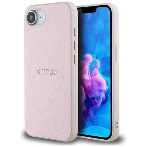 Guess Grained Ring Apple iPhone 16e MagSafe tok, rózsaszín