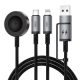 WiWU Wi-C050 Legend series 5in1 USB-A/USB-C-USB-C/Lightning/Wireless gyorstöltő kábel, 100W, 1m, fekete