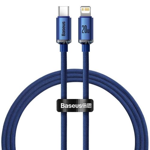 Baseus Crystal Shine USB-C-Lightning kábel, 20W, 1.2m, kék