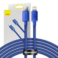   Baseus Crystal Shine USB-C-Lightning kábel, 20W, PD, 2m, kék