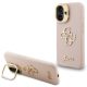 Guess PU Grained 4G Logo Stand Camera Frame iPhone 16 hátlap tok kitámasztóval, rózsaszín