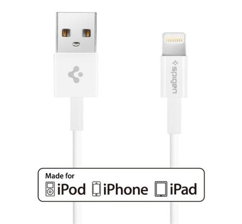Spigen Essential C10LS Apple iPhone USB / Lightning töltő- és adatkábel, 1m, fehér, MFI