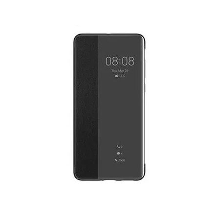 Huawei P40 S-View Cover, gyári flip tok, fekete