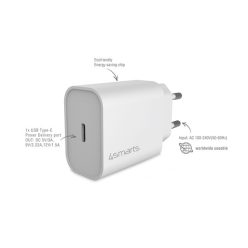   4smarts hálózati gyorstöltő adapter, QC 3.0 + 1.5m Type-C kábel, fekete