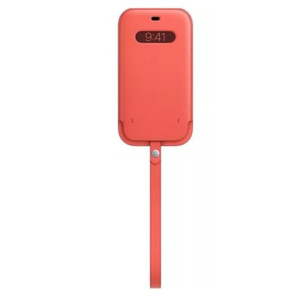 Apple iPhone 12 Pro Max MagSafe-rögzítésű bebújtatós bőr tok, pink citrus