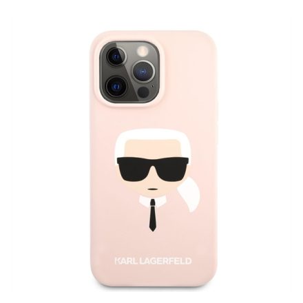 Karl Lagerfeld Head Liquid szilikon hátlap tok Apple iPhone 13 Pro Max, rózsaszín