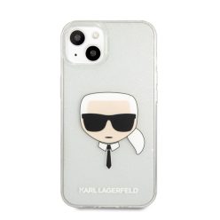   Karl Lagerfeld Head Full Glitter szilikon hátlap tok Apple iPhone 13 mini, ezüst