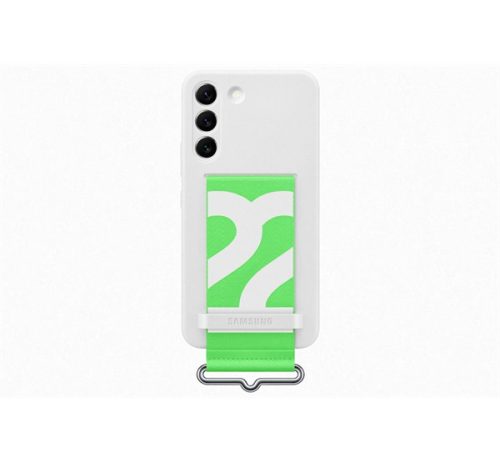 Samsung Galaxy S22 Silicone Cover with Strap, gyári szilikon tok szíjjal, fehér, EF-GS901TW