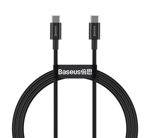 Baseus Superior USB-C / USB-C gyorstöltő töltő- és adatkábel, 1m, fekete