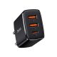Baseus Compact gyorstöltő adapter 30W USB-C + 2XUSB-A, fekete