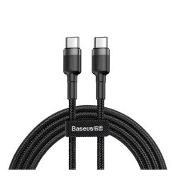   Baseus Cafule USB-C / USB-C gyorstöltő töltő- és adatkábel, 1m, szürke-fekete