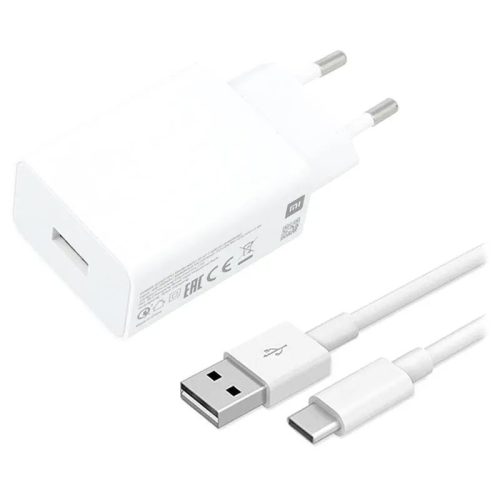Xiaomi MDY-11-EP hálózati töltő adapter USB-A+ USB-C adatkábel, 22,5W, fehér, ECO csomagolásban