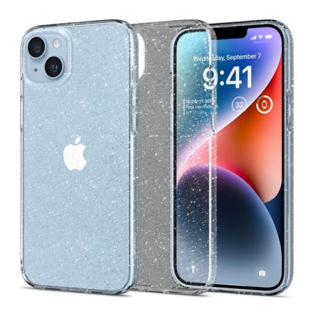 Spigen Liquid Crystal Glitter Apple iPhone 14 Crystal Quartz tok, átlátszó
