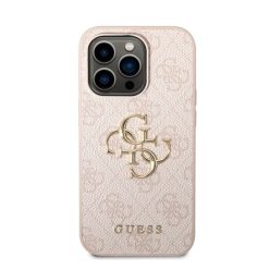  Guess PU 4G Metal Logo Apple iPhone 14 Pro hátlap tok, rózsaszín