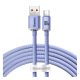 Baseus Crystal Shine USB / USB-C töltő- és adatkábel, 5A, 1,2m, ibolya
