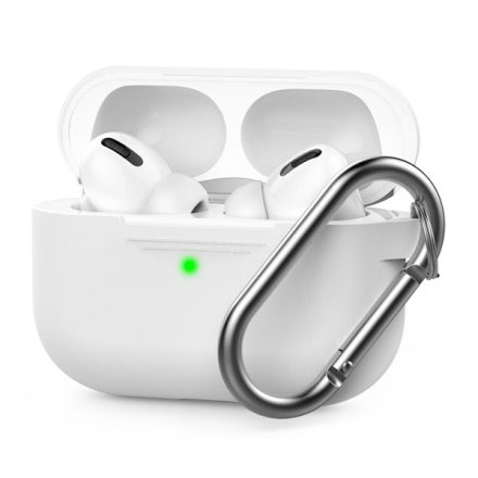 Phoner Simple Apple Airpods Pro szilikon tok akasztóval, fehér