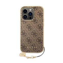   Guess 4G Charms Collection Apple iPhone 14 Pro Max hátlap tok, barna