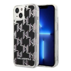   Karl Lagerfeld Liquid Glitter Monogram Apple iPhone 14 Plus hátlap tok, fekete