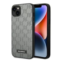   Karl Lagerfeld Saffiano Mono Metal Apple iPhone 14 Plus hátlap tok, szürke
