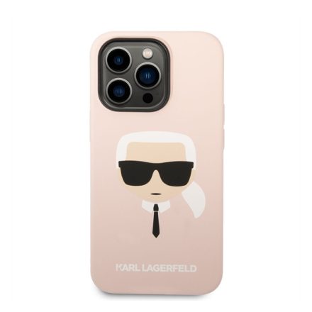 Karl Lagerfeld Silicone Karl's Head Apple iPhone 14 Pro Magsafe hátlap tok, halvány rózsaszín