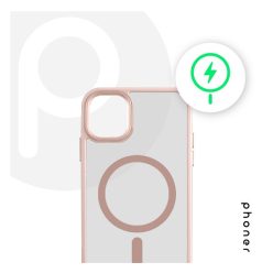   Phoner iPhone14 Pro Max Hybrid Mag MagSafe kemény hátlap tok, halvány barack