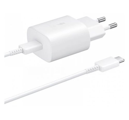 Samsung EP-TA800EWE kompatibilis hálózati töltő adapter USB-C + EP-DA905BBE USB-C kábel, 25W, fehér, (No logo)