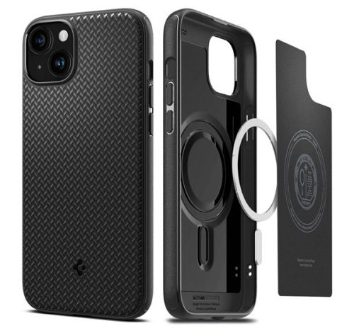 Spigen Mag Armor MagFit Apple iPhone 15 Plus tok, MagSafe, Matte Black, fekete