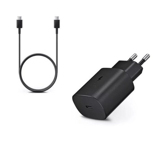 Samsung EP-TA865 kompatibilis hálózati töltő adapter USB-C + USB-C kábel, 65W, fekete, (No logo)