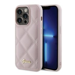   Guess Quilted Metal Logo Apple iPhone 15 Pro hátlap tok, rózsaszín