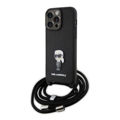   Karl Lagerfeld Crossbody Saffiano Monogram Metal Pin Apple iPhone 15 Pro Max hátlap tok, fekete