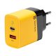 Tactical hálózati gyorstöltő adapter USB-A+ USB-C, GaN, 45W, sárga