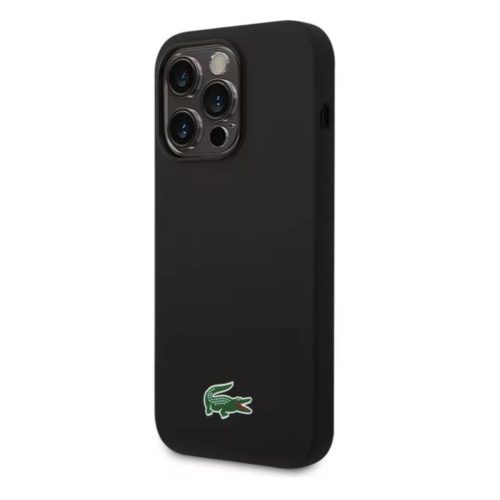 Lacoste Microfiber Croc Logo MagSafe iPhone 15 Pro Max szilikon tok, fekete