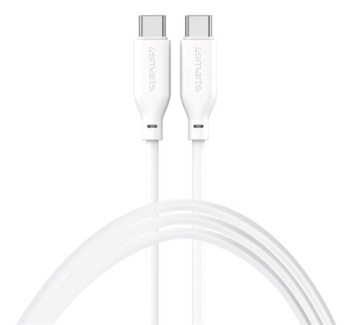 4smarts High FlexUSB-C / USB-C Szilikon töltő- és adatkábel, 60W 1.5m, fehér