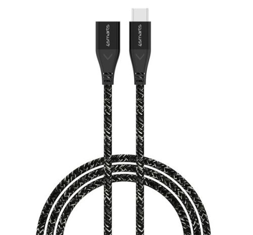 4smarts Extension USB / USB-C töltő- és adatkábel, 60W, 1.5m, fekete / szürke