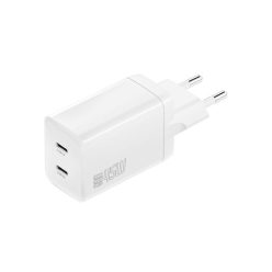 4smarts PDplug Dual töltő adapter 2xUSB-C, 45W, fehér