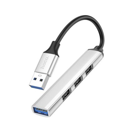 Hoco HB26 USB HUB USB A - USB A 3.0 + 3x USB A 2.0, ezüst